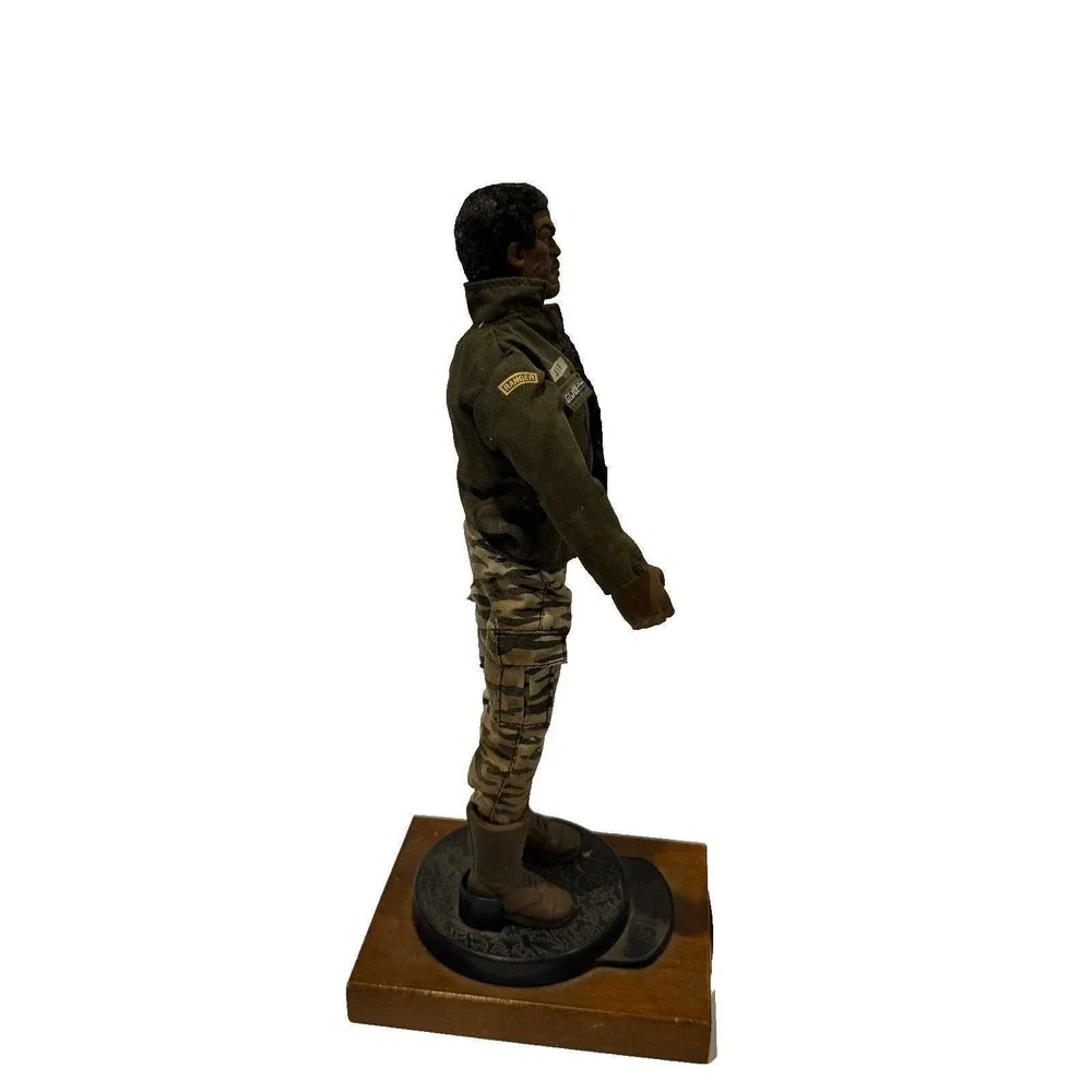 Vtg Hasbro 1994 G.I. Joe Stalker 30th Anniversary Black Soldier Figure Wood Base